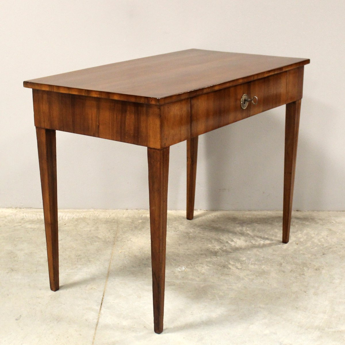Antique Directoire Table Writing Desk Console In Walnut - Italy 19th-photo-4