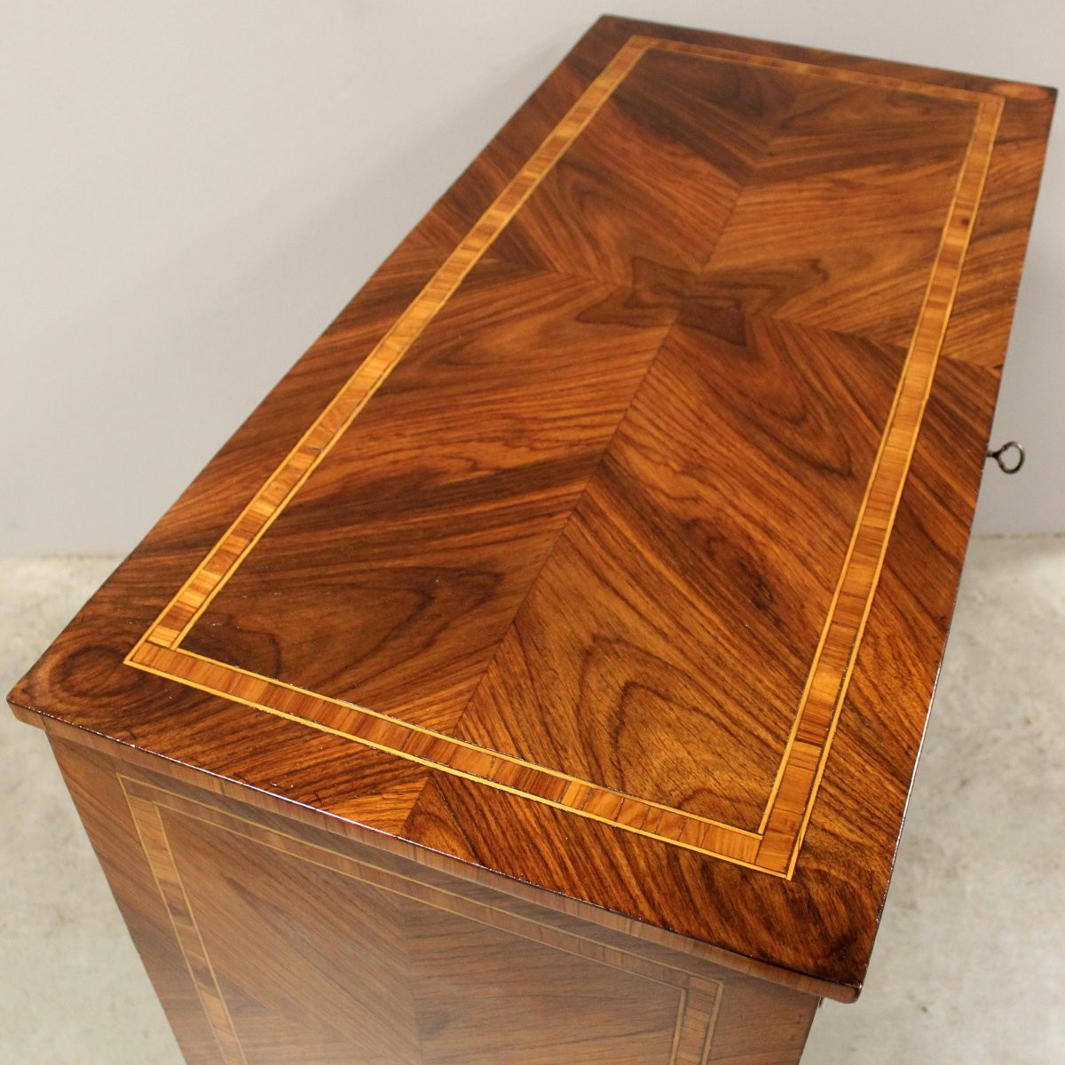 Ancien commode Louis XVI en noyer et marqueterie - Italie 19ème-photo-4