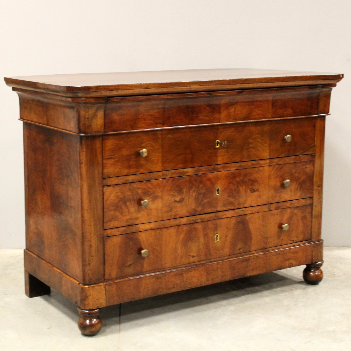 Antique Louis Philippe Chest Of Drawers In Walnut - Italy 19th-photo-2