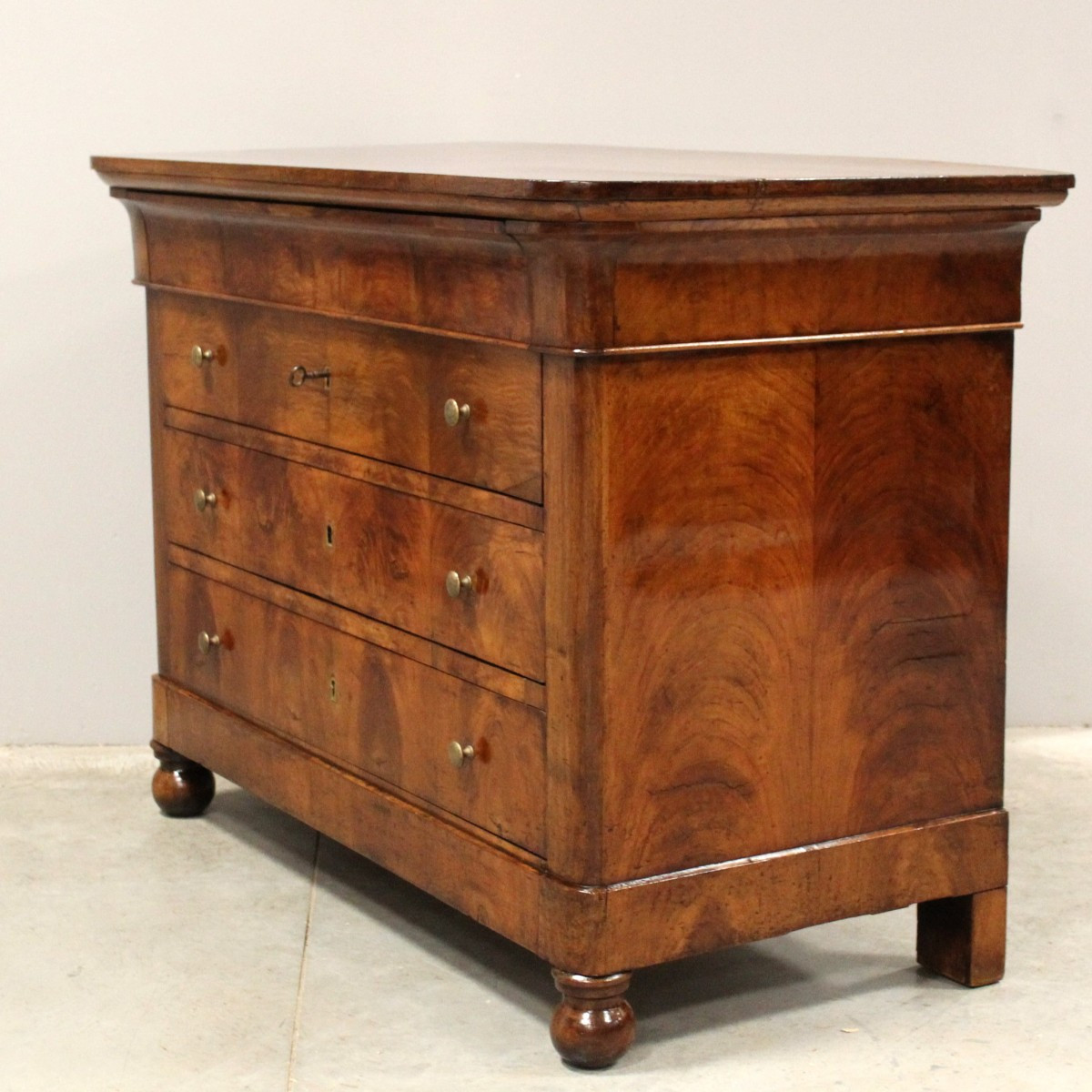 Antique Louis Philippe Chest Of Drawers In Walnut - Italy 19th-photo-3