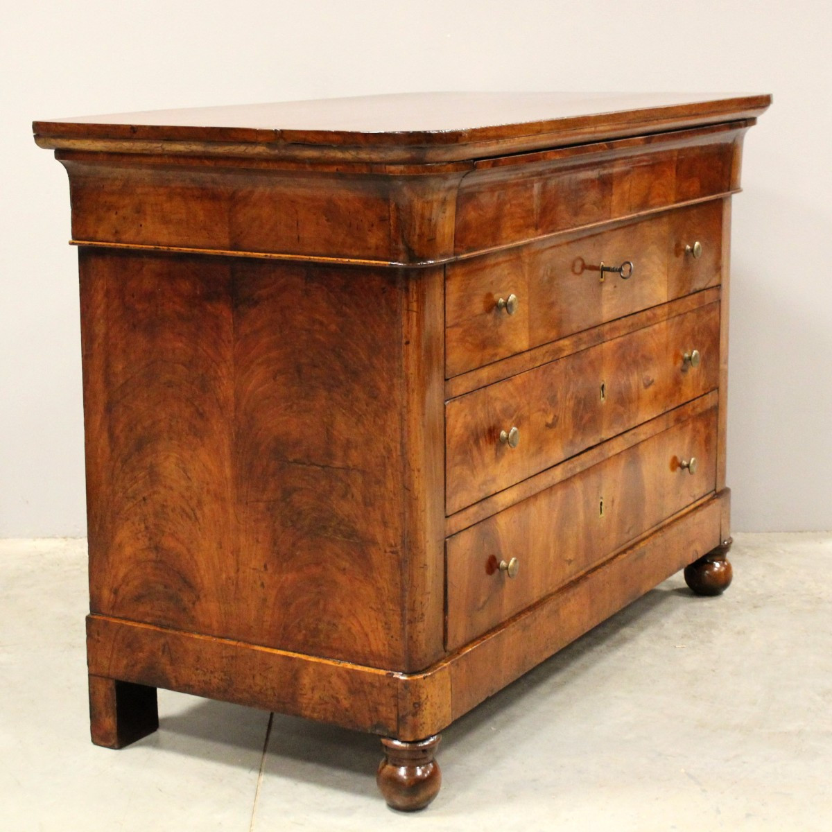 Antique Louis Philippe Chest Of Drawers In Walnut - Italy 19th-photo-4