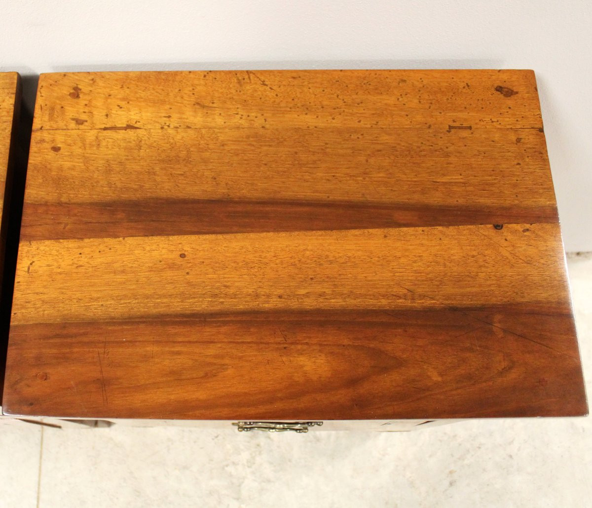 Antique Pair Of Louis XVI Bedsides Nightstands Tables In Walnut And Marquetry - Italy 18th-photo-6