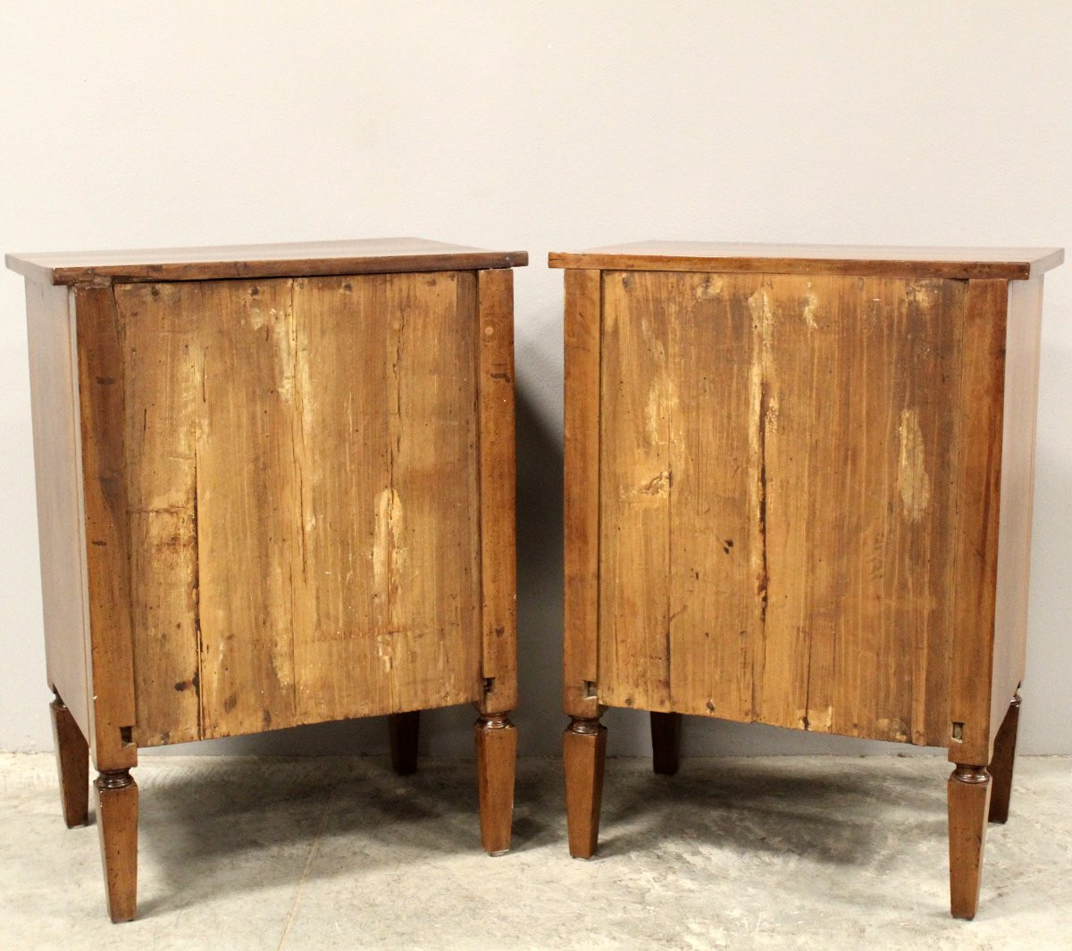 Antique Pair Of Louis XVI Bedsides Nightstands Tables In Walnut And Marquetry - Italy 18th-photo-7