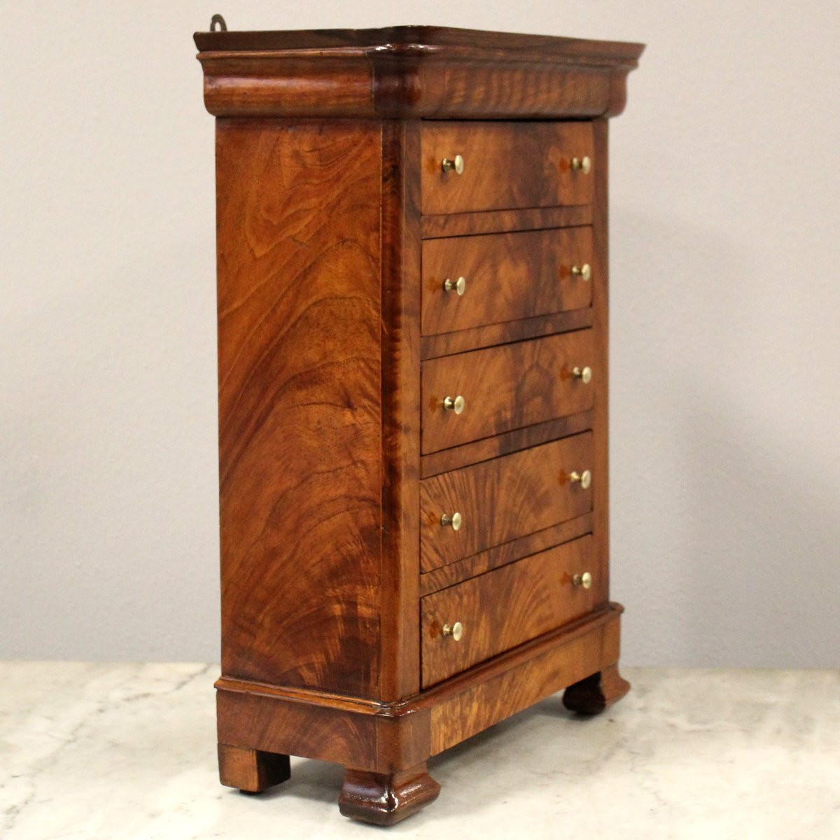 Antique Louis Philippe Miniature Weekly Chest Of Drawers In Walnut - 19th-photo-3
