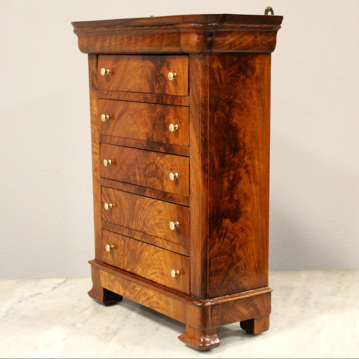 Antique Louis Philippe Miniature Weekly Chest Of Drawers In Walnut - 19th-photo-4