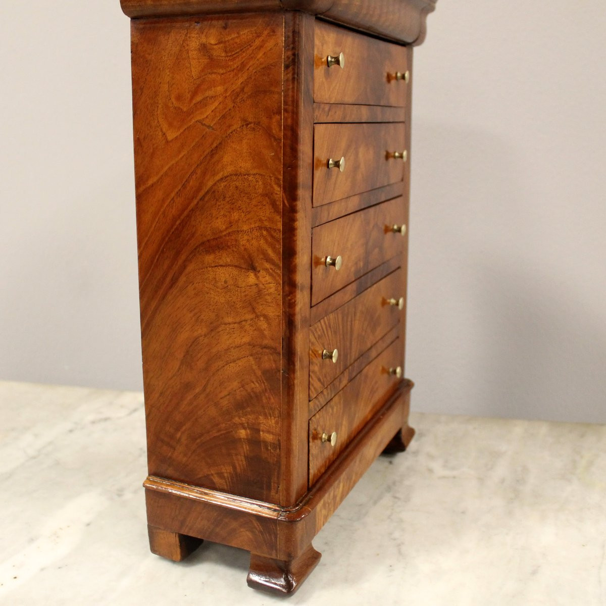 Antique Louis Philippe Miniature Weekly Chest Of Drawers In Walnut - 19th-photo-5