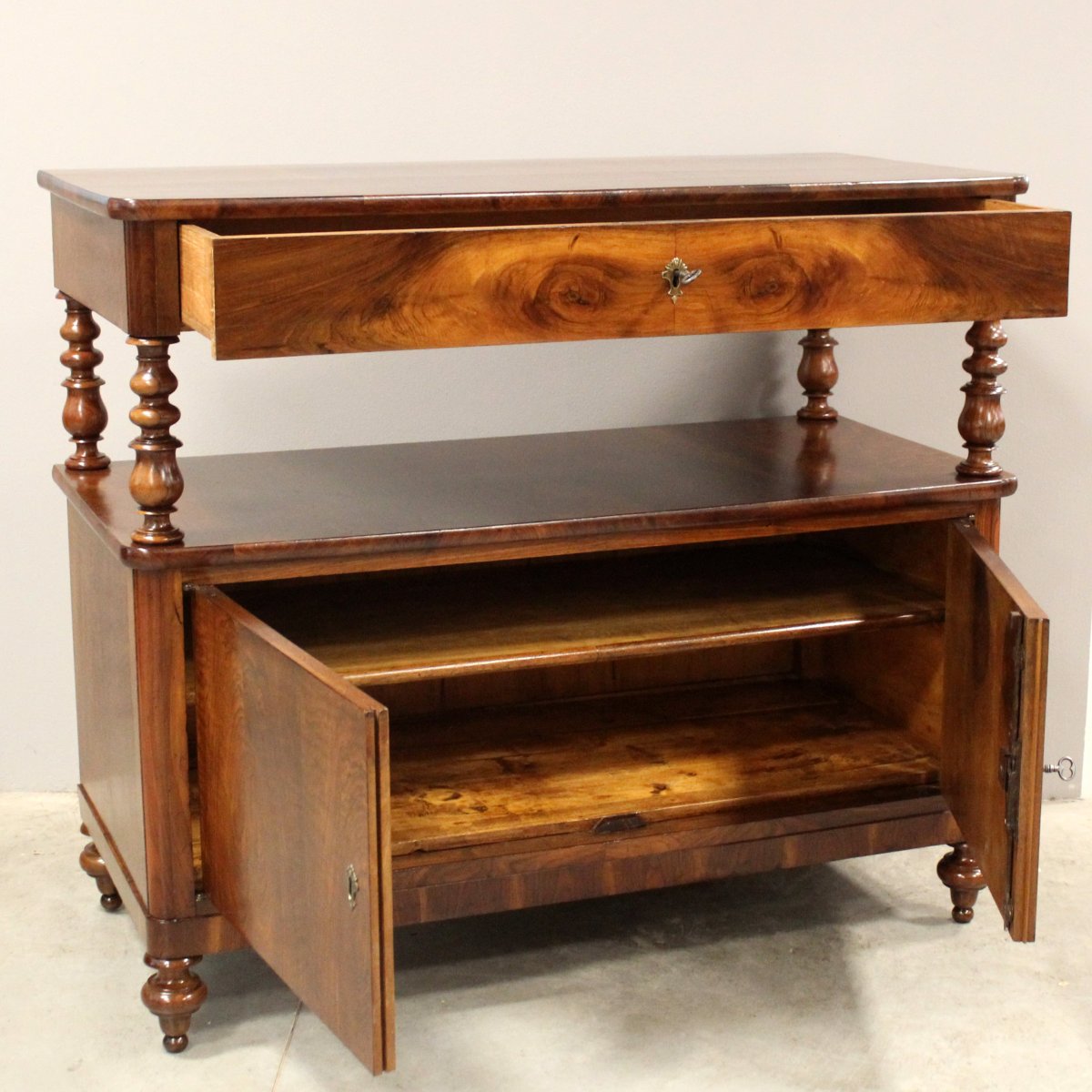 Antique Louis Philippe Sideboard Dresser Cabinet Cupboard Buffet In Walnut – Italy 19th-photo-4