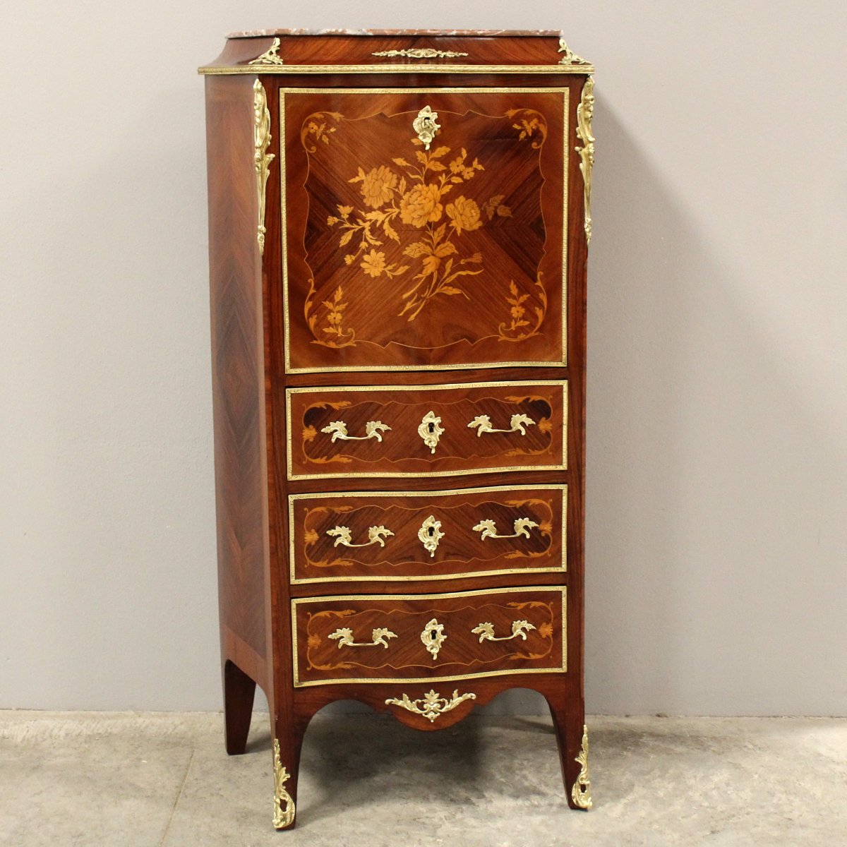 Ancien secrétaire d'époque Napoleon iii en marqueterie - 19ème