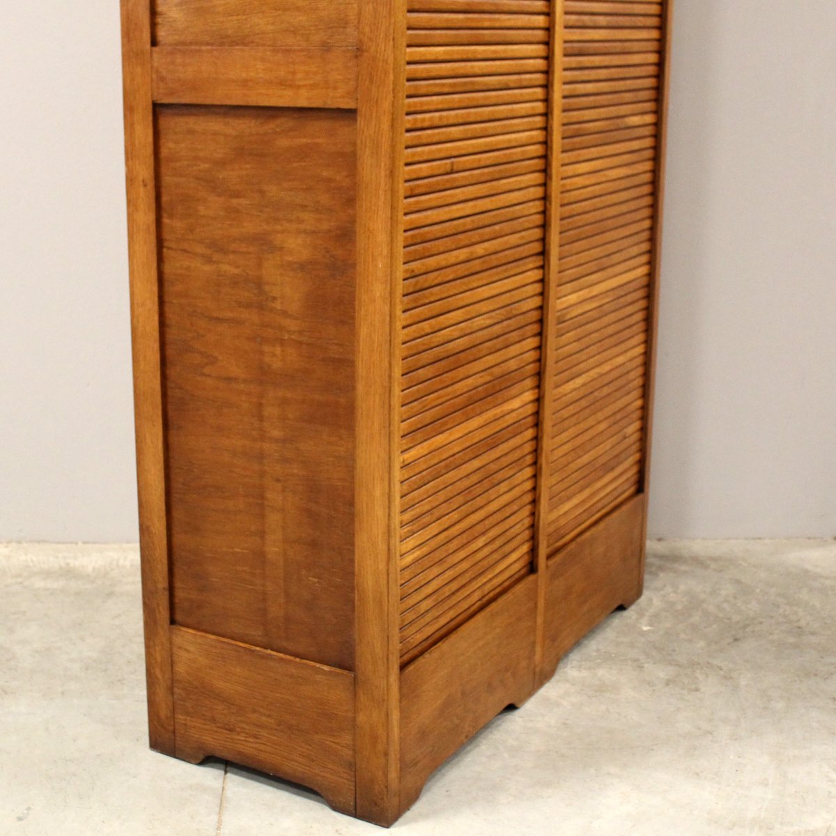 Antique Binder Rolling Curtain Filing Cabinet In Oak-photo-5