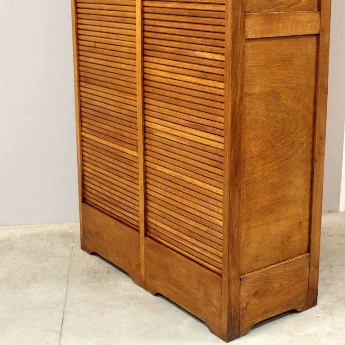 Antique Binder Rolling Curtain Filing Cabinet In Oak-photo-6