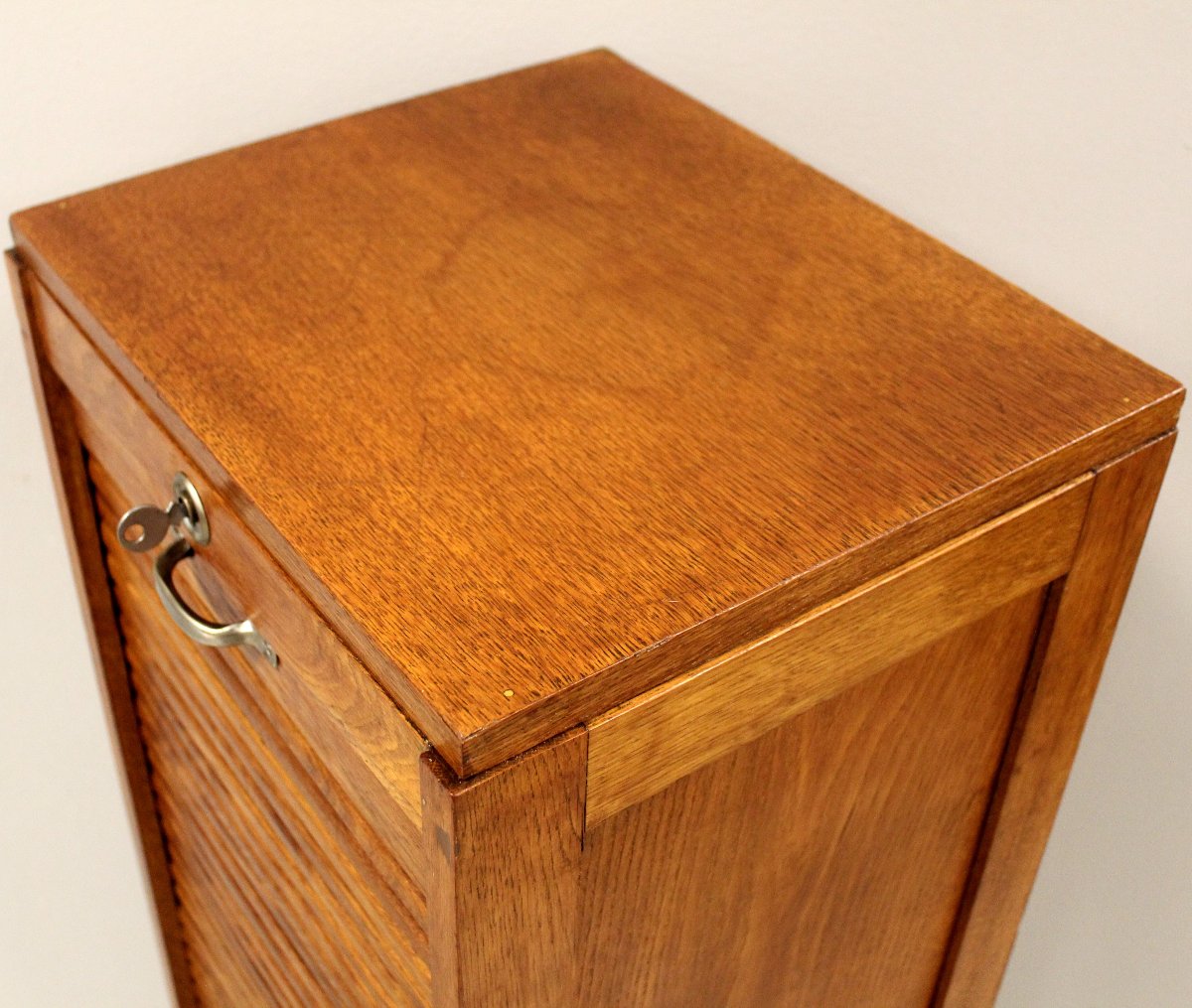 Antique Binder Rolling Curtain Filing Cabinet In Oak-photo-4