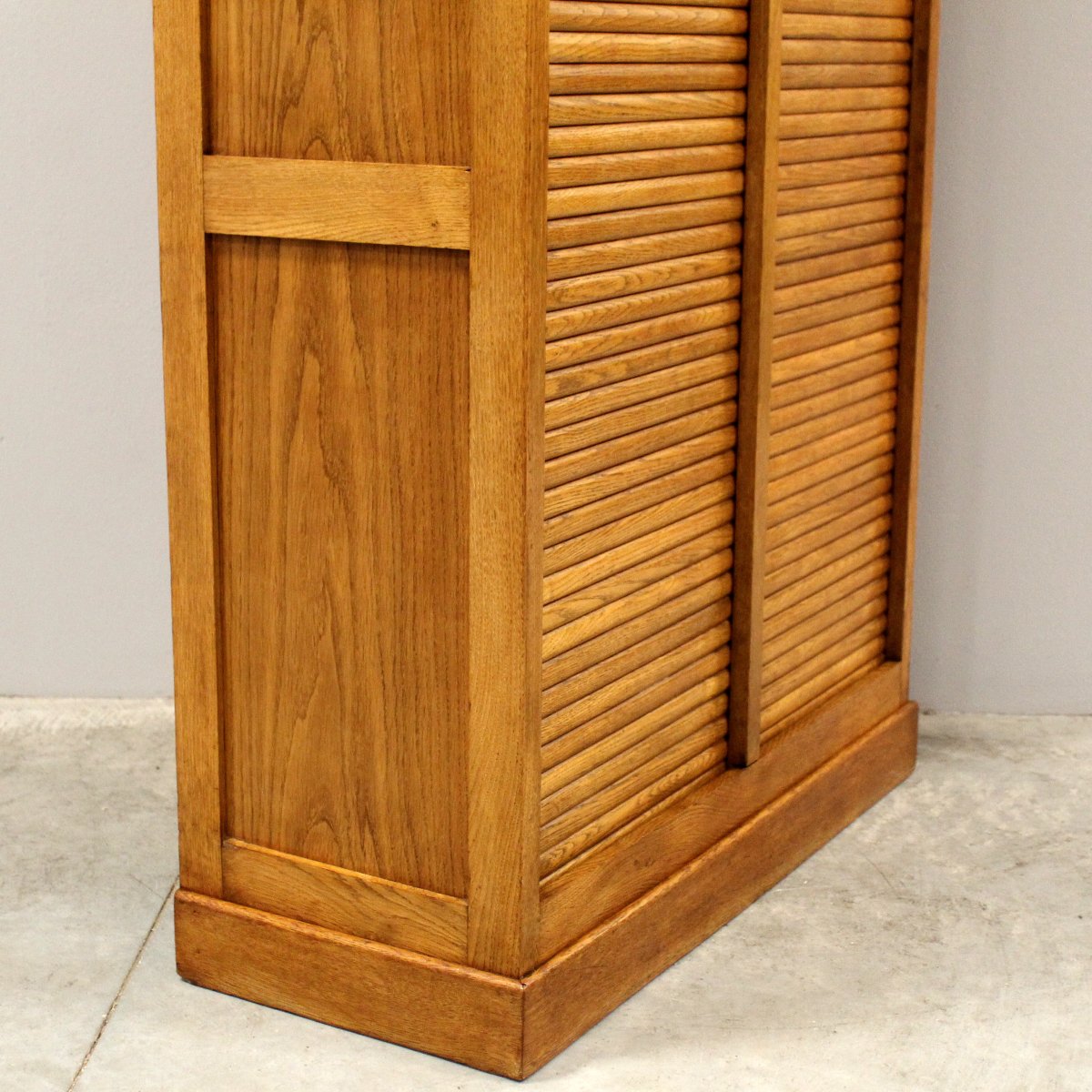 Antique Binder Rolling Curtain Filing Cabinet In Oak-photo-7