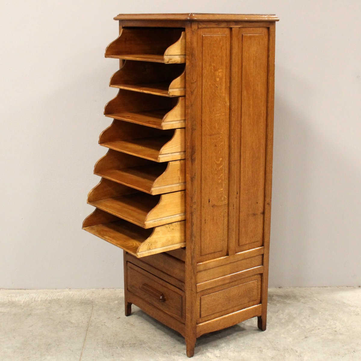 Antique Binder Rolling Curtain Filing Cabinet In Oak-photo-4