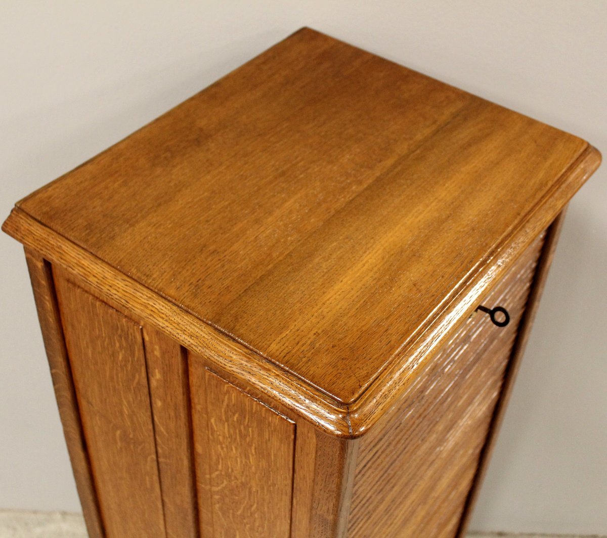 Antique Binder Rolling Curtain Filing Cabinet In Oak-photo-7