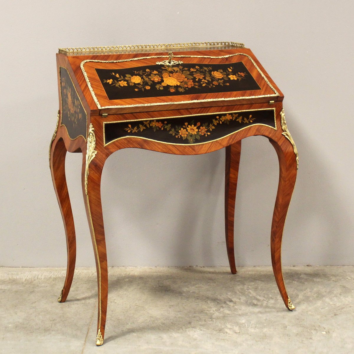 Antique Napoleon III Table Writing Slope Desk In Marquetry - 19th-photo-2