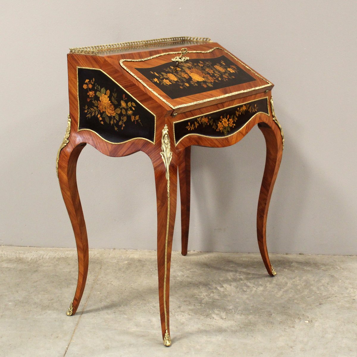 Antique Napoleon III Table Writing Slope Desk In Marquetry - 19th-photo-4