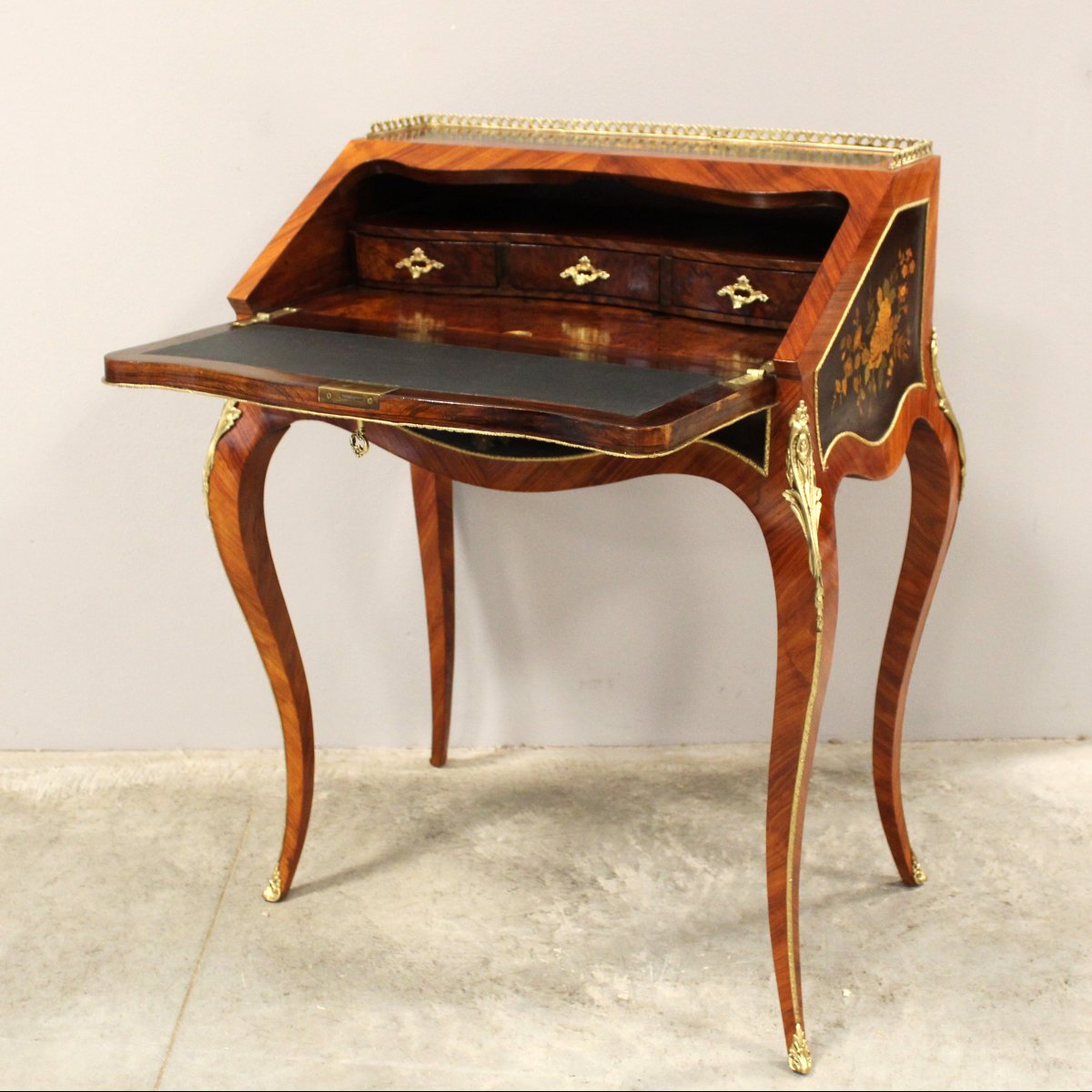 Antique Napoleon III Table Writing Slope Desk In Marquetry - 19th-photo-1
