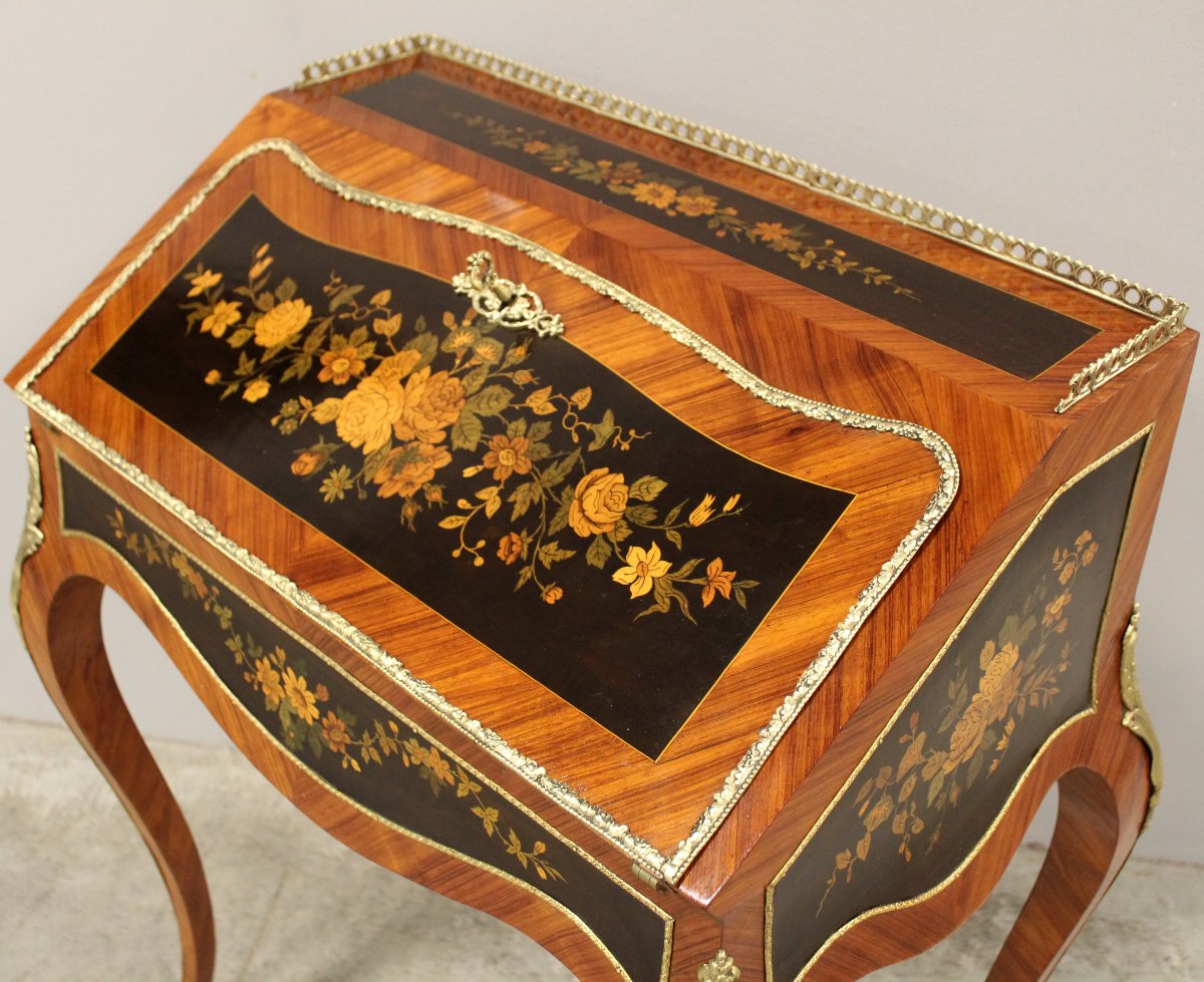 Antique Napoleon III Table Writing Slope Desk In Marquetry - 19th-photo-3