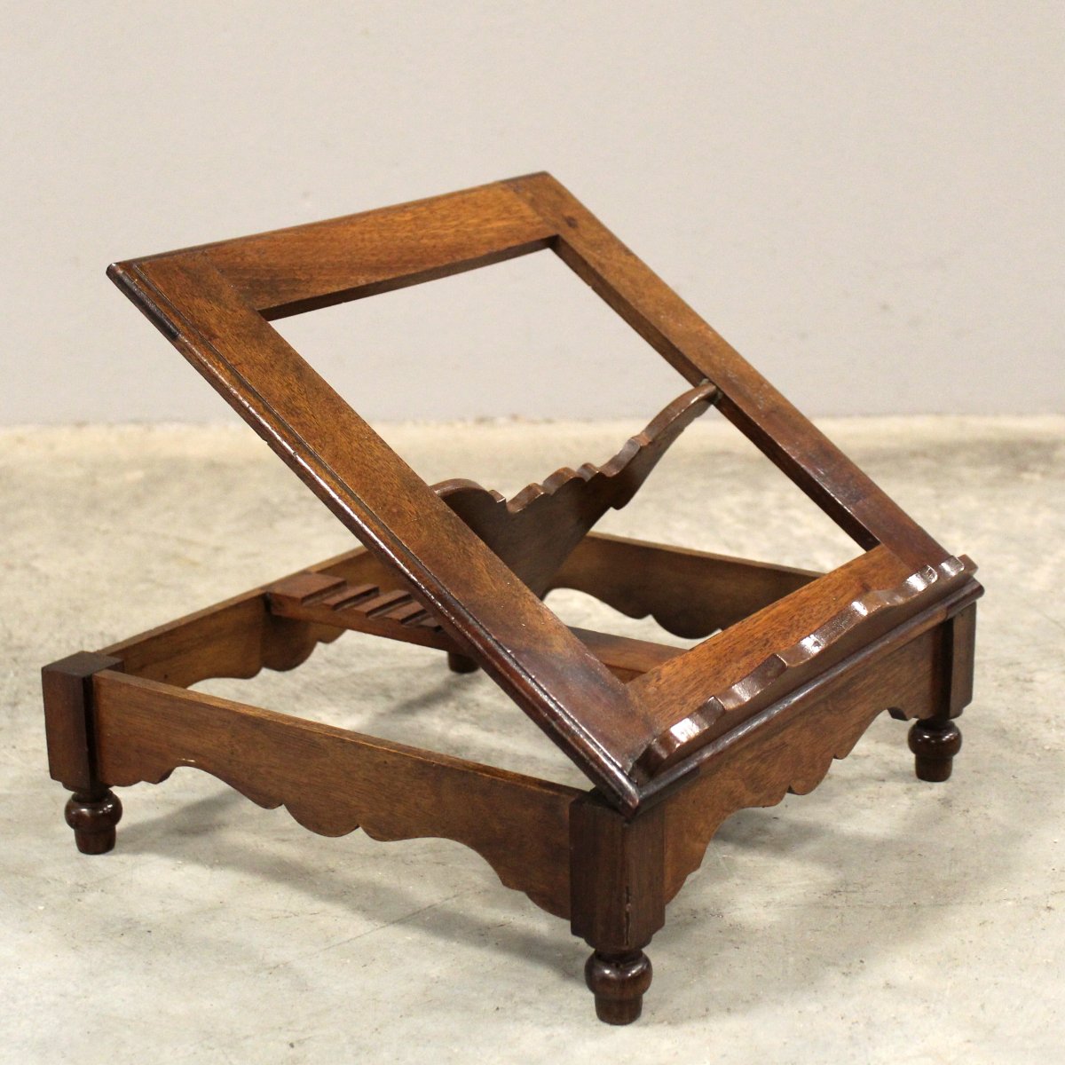 Ancien Lutrin de table Pupitre de livre en noyer - Italie 19ème-photo-4