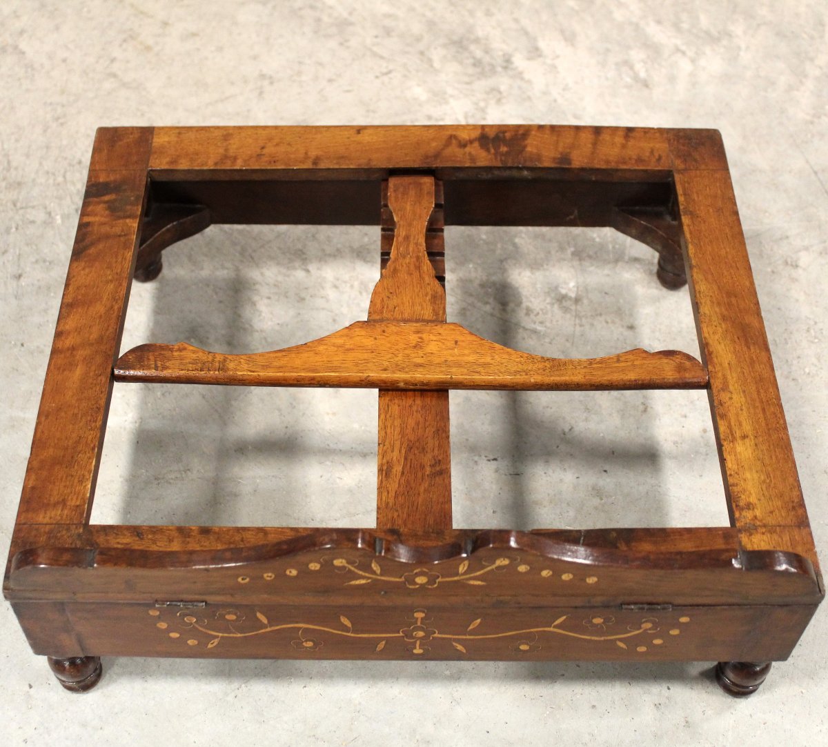 Ancien Lutrin de table Pupitre de livre époque Charles X en noyer et marqueterie - Italie 19ème-photo-7