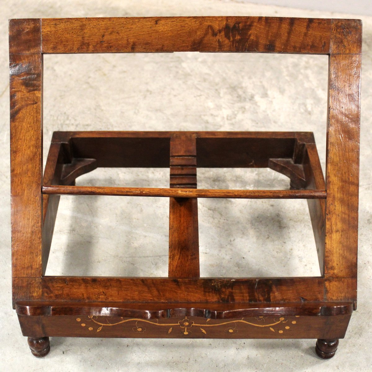 Ancien Lutrin de table Pupitre de livre époque Charles X en noyer et marqueterie - Italie 19ème-photo-8