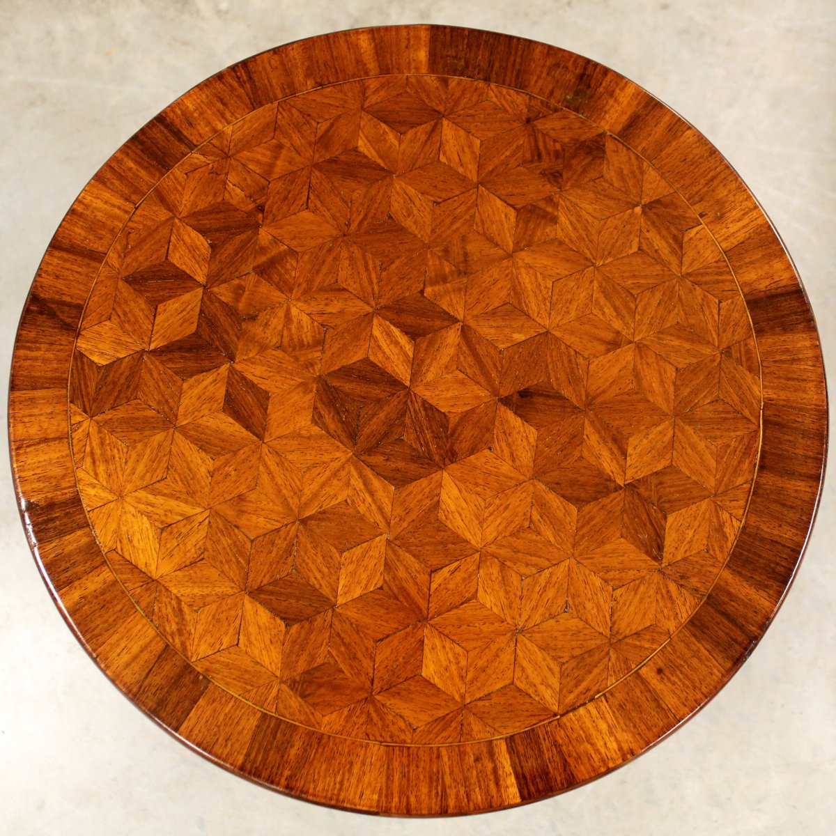 Ancien table ronde d'époque Napoleon III en marqueterie - 19ème-photo-7