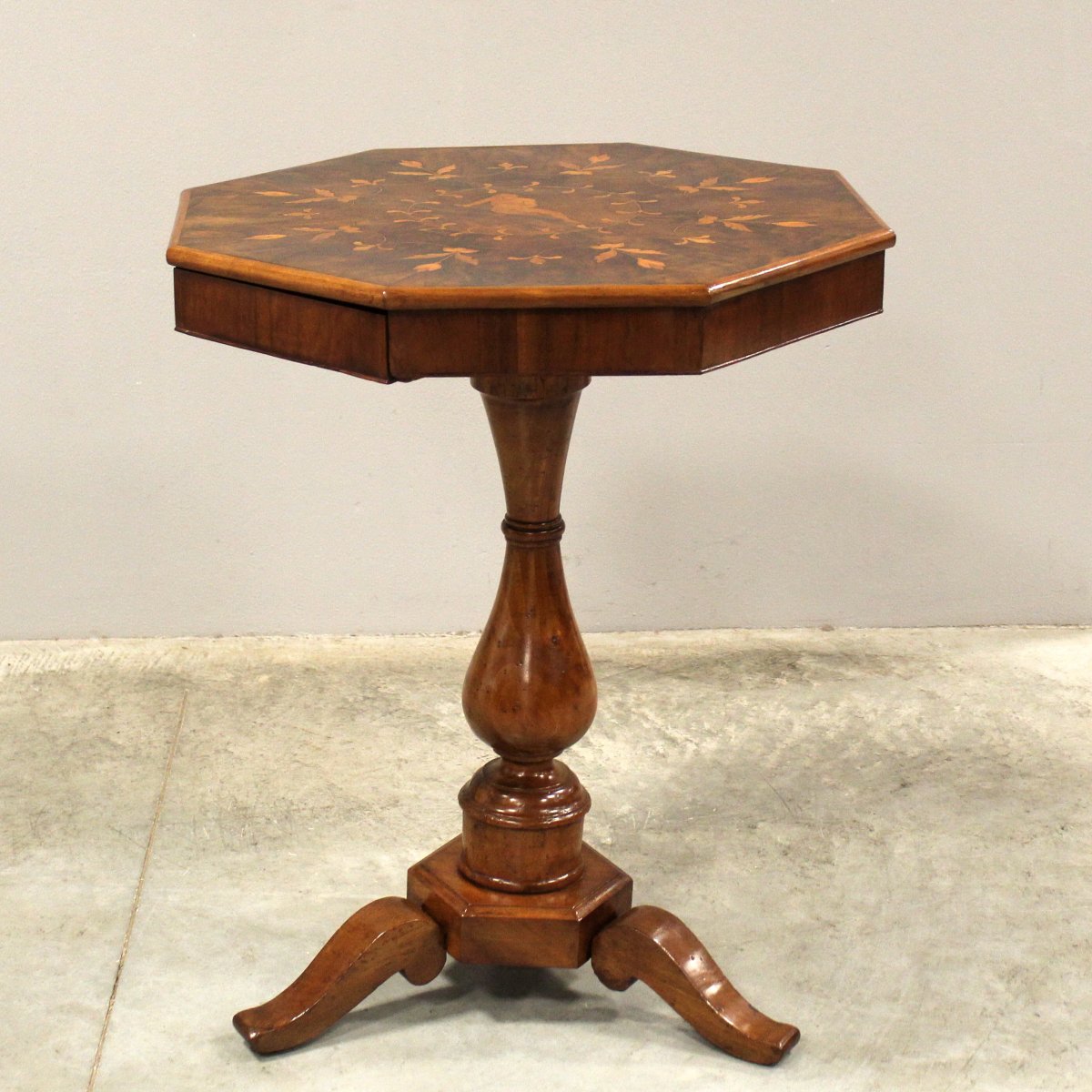 Antique Charles X Table In Walnut And Marquetry - Italy 19th-photo-2