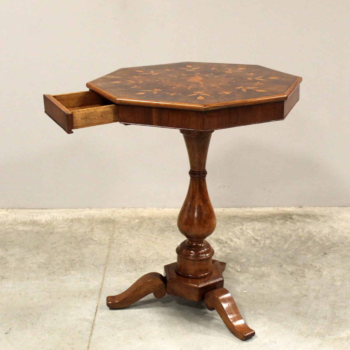 Antique Charles X Table In Walnut And Marquetry - Italy 19th-photo-2