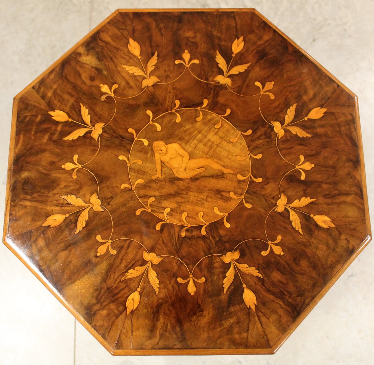 Antique Charles X Table In Walnut And Marquetry - Italy 19th-photo-5