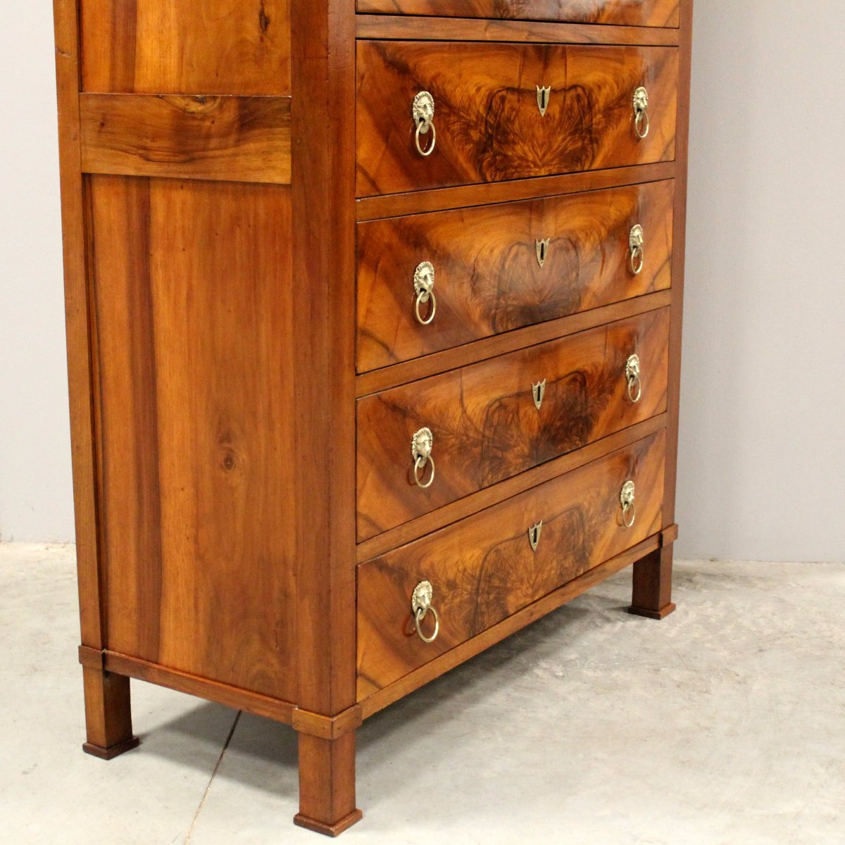 Antique Empire Cabinet Showcase Chest Of Drawers In Walnut - 19th-photo-5