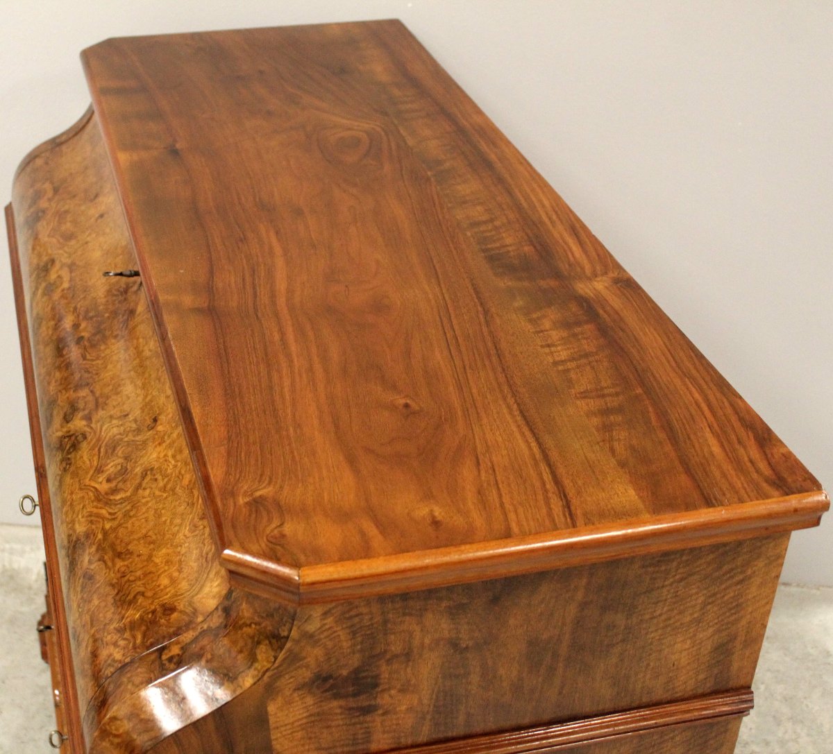 Ancien commode bureau de pente d'époque Louis Philippe en noyer - 19ème-photo-5