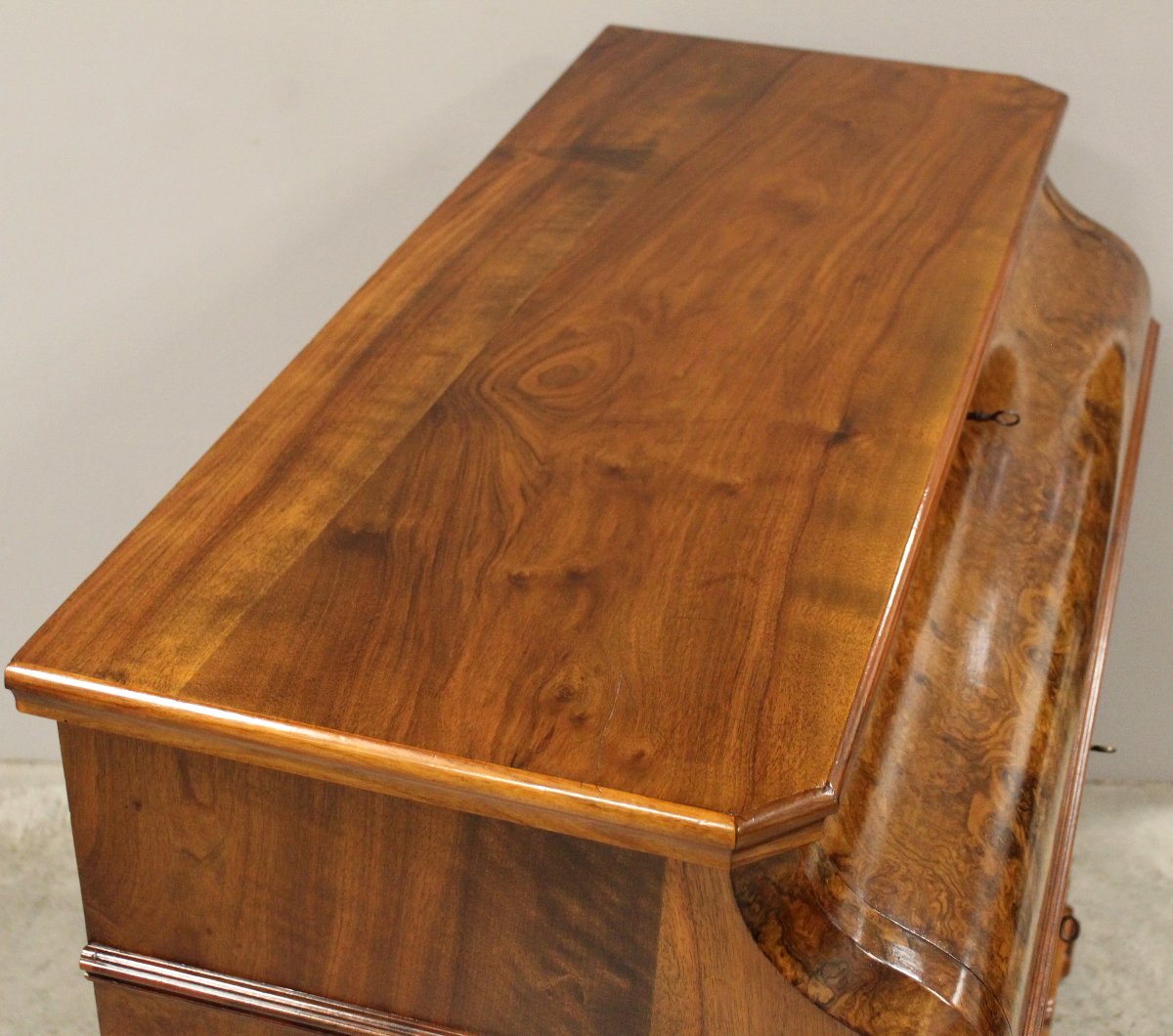 Ancien commode bureau de pente d'époque Louis Philippe en noyer - 19ème-photo-6