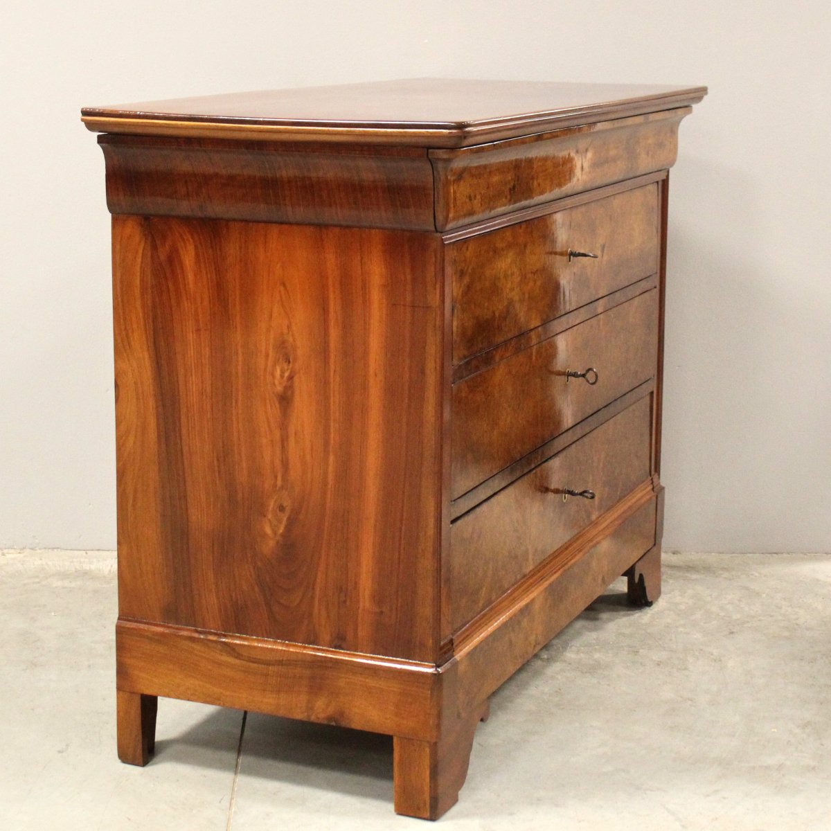 Ancien commode d'époque Louis Philippe en noyer - 19ème-photo-3
