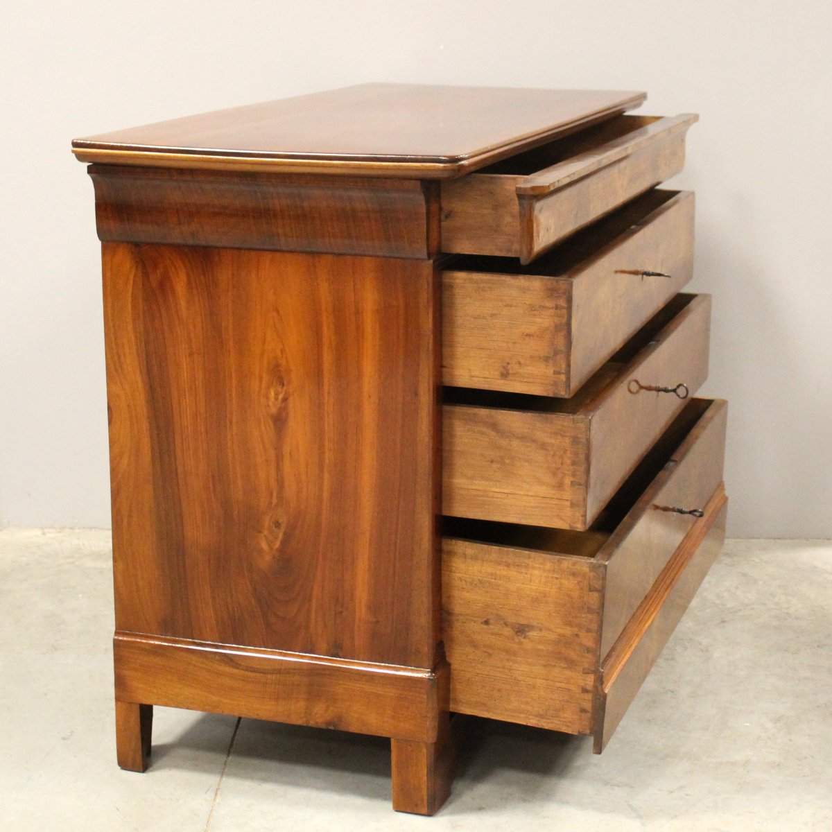 Ancien commode d'époque Louis Philippe en noyer - 19ème-photo-1