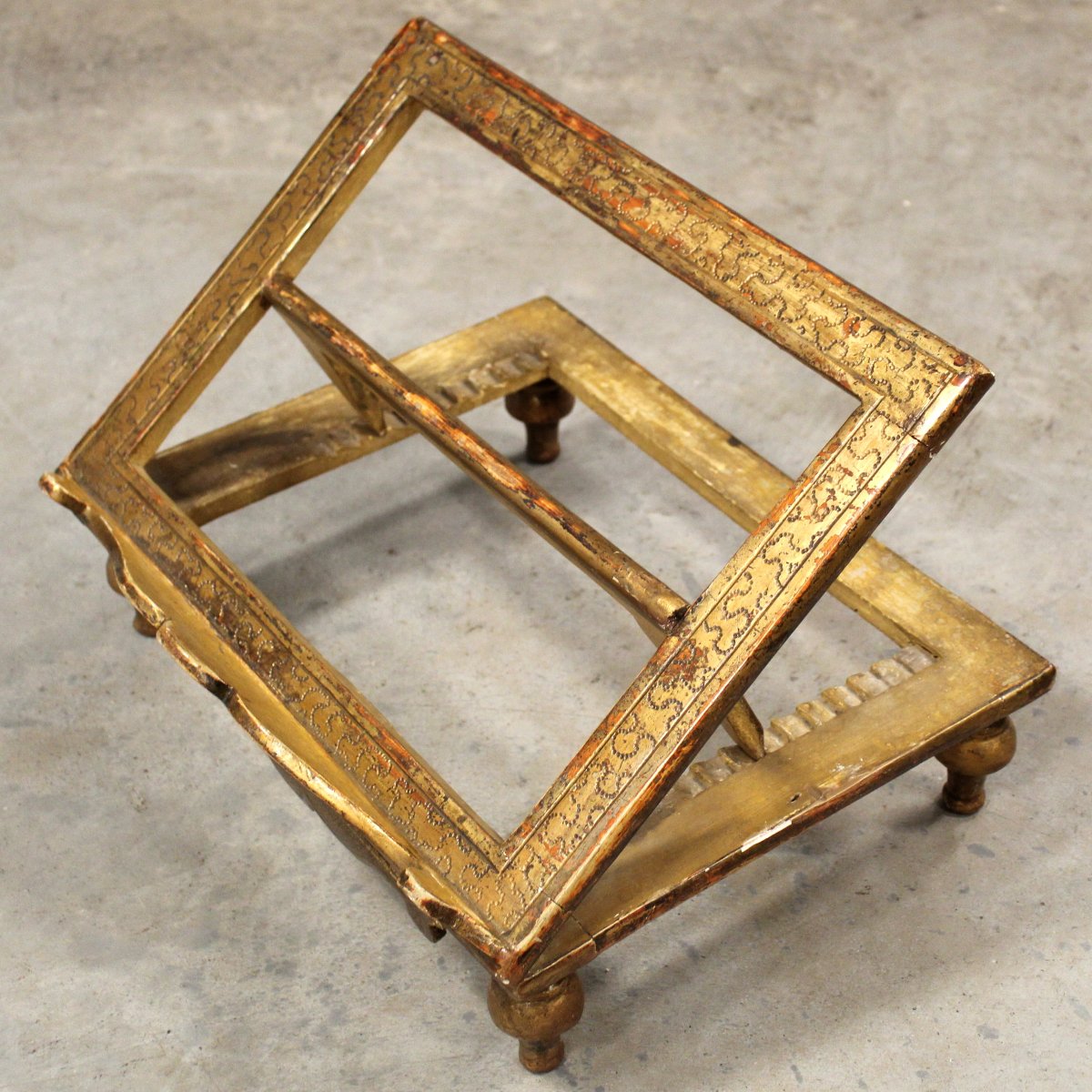 Antique Table Lectern In Gilded Wood - Italy 19th-photo-8