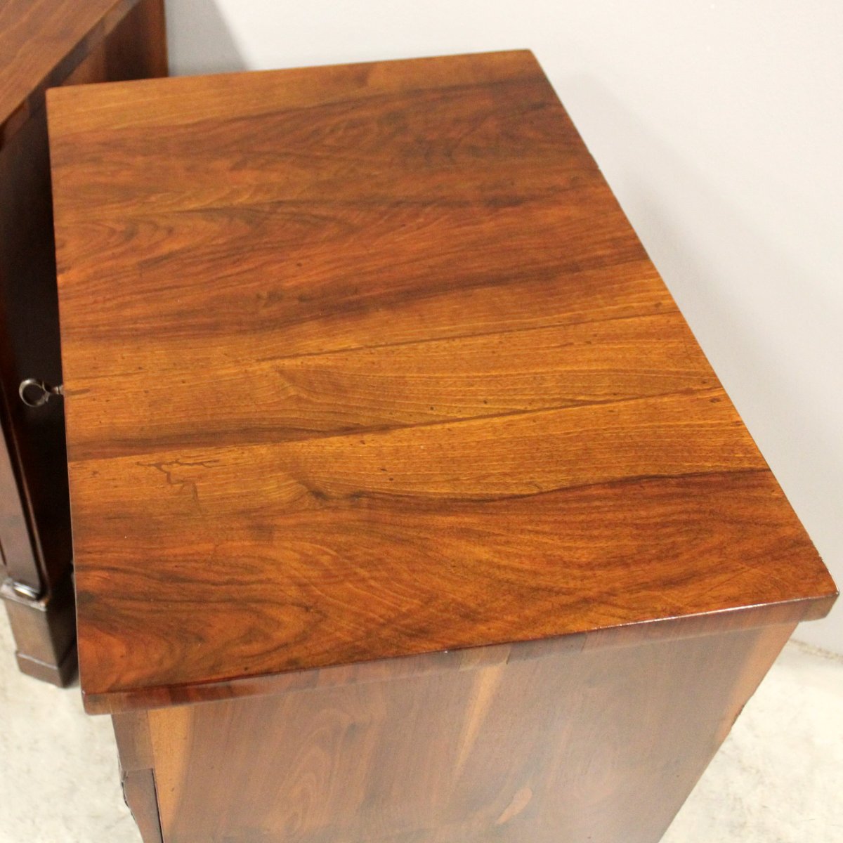 Antique Pair Of Empire Bedsides Nightstands Tables In Walnut - Italy 19th-photo-3