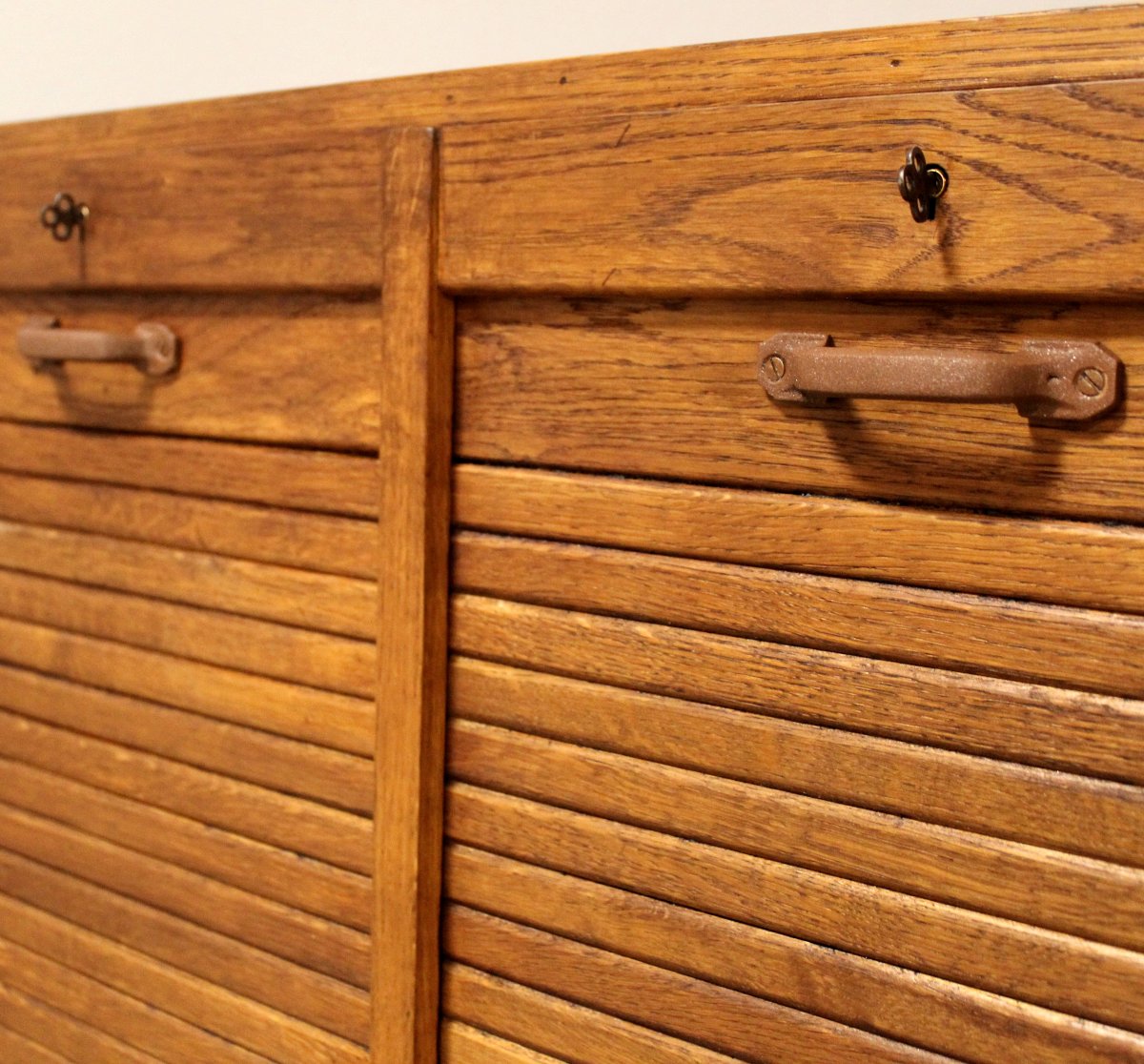 Antique Binder Rolling Curtain Filing Cabinet In Oak-photo-5