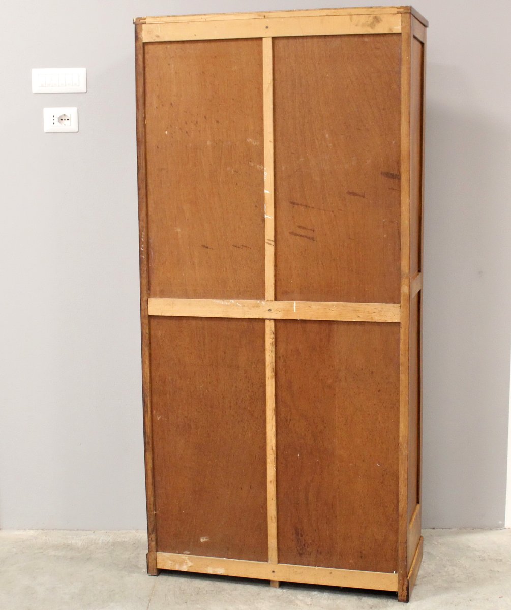Ancien meuble de métier classeur à rideau rideaux roulant en chene-photo-5