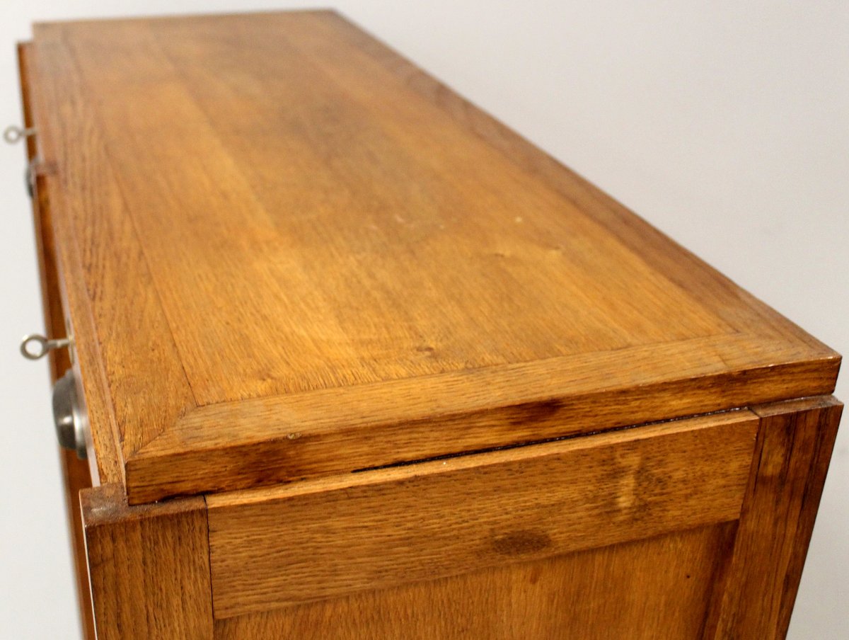 Antique Binder Rolling Curtain Filing Cabinet In Oak-photo-3