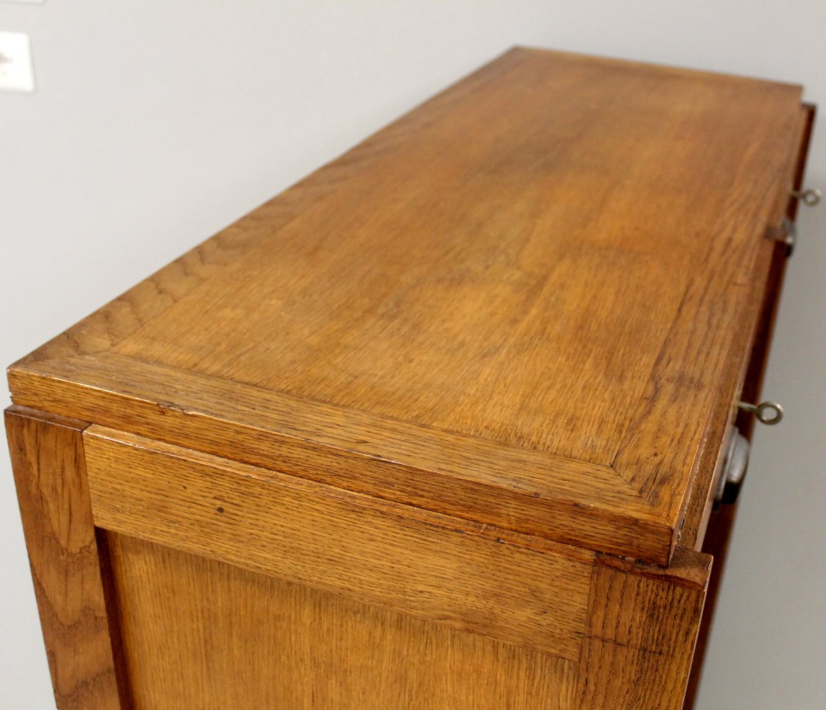 Antique Binder Rolling Curtain Filing Cabinet In Oak-photo-4