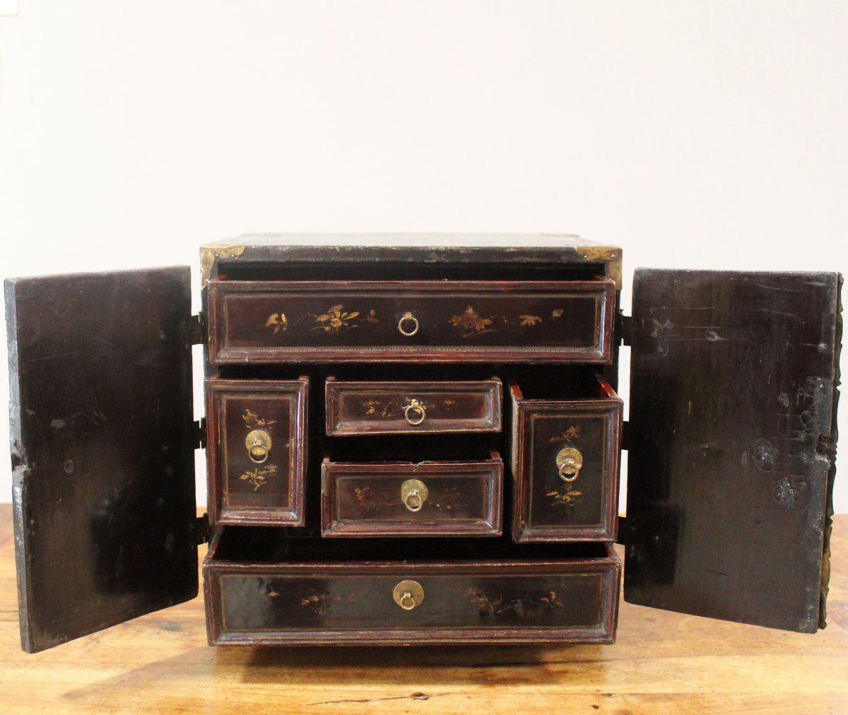Antique Traval Jewelry Cabinet In Laquered And Painted Wood - 19th-photo-4