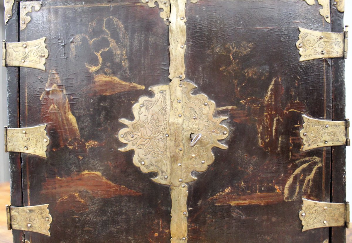 Antique Traval Jewelry Cabinet In Laquered And Painted Wood - 19th-photo-7