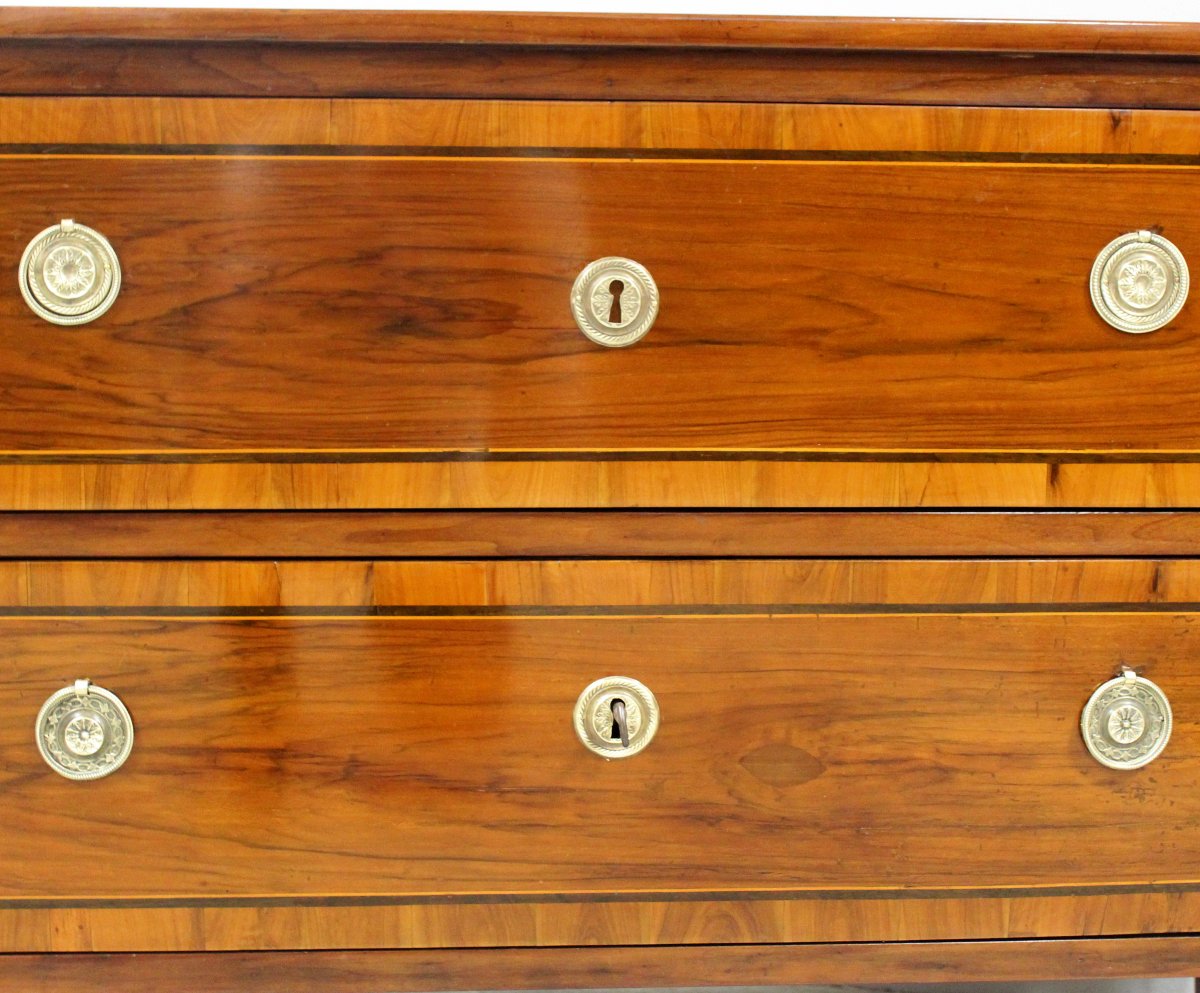 Antique Louis XVI Chest Of Drawers In Walnut And Marquetry - Italy 18th-photo-8