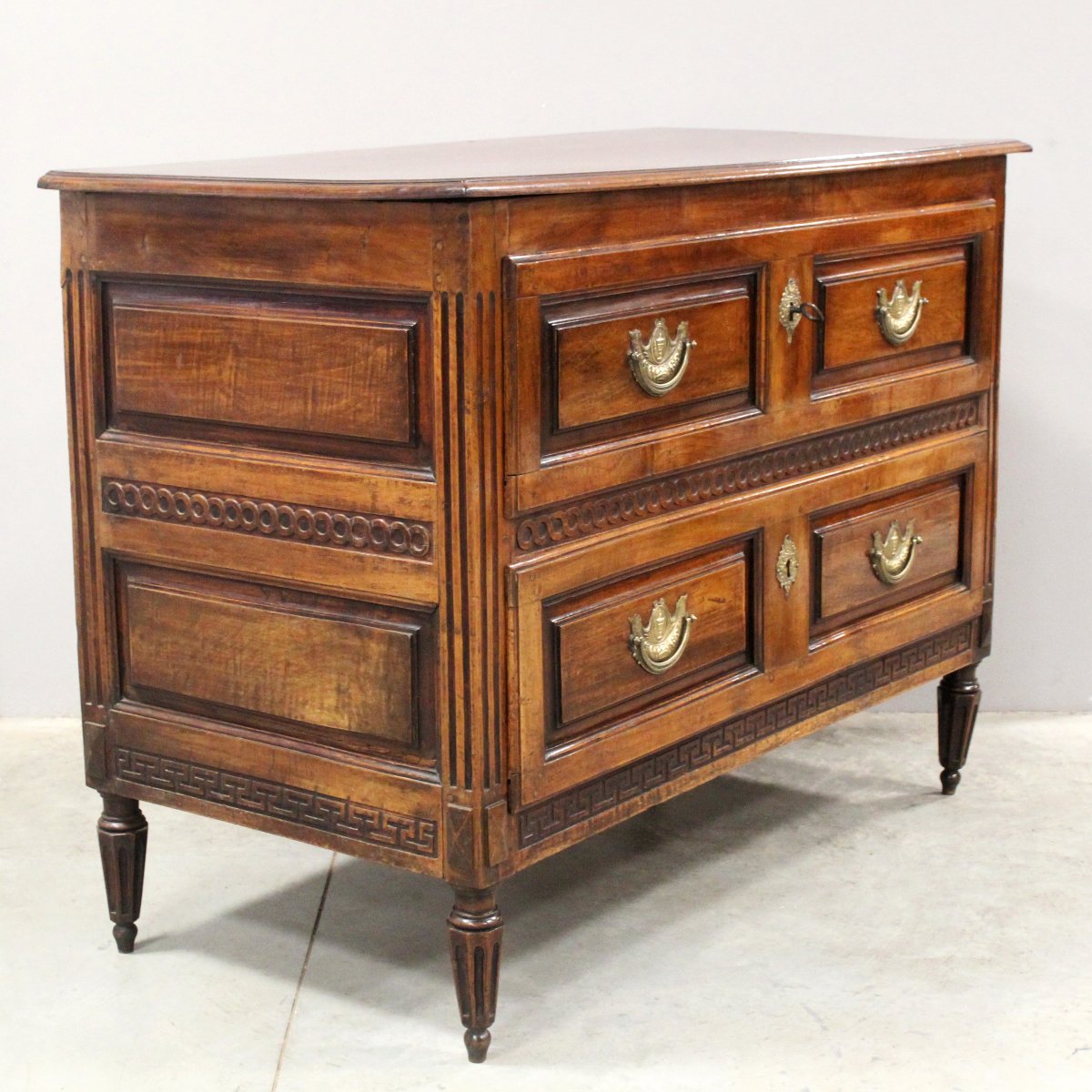 Ancien commode d'époque Louis XVI en noyer - Italie 18ème-photo-2