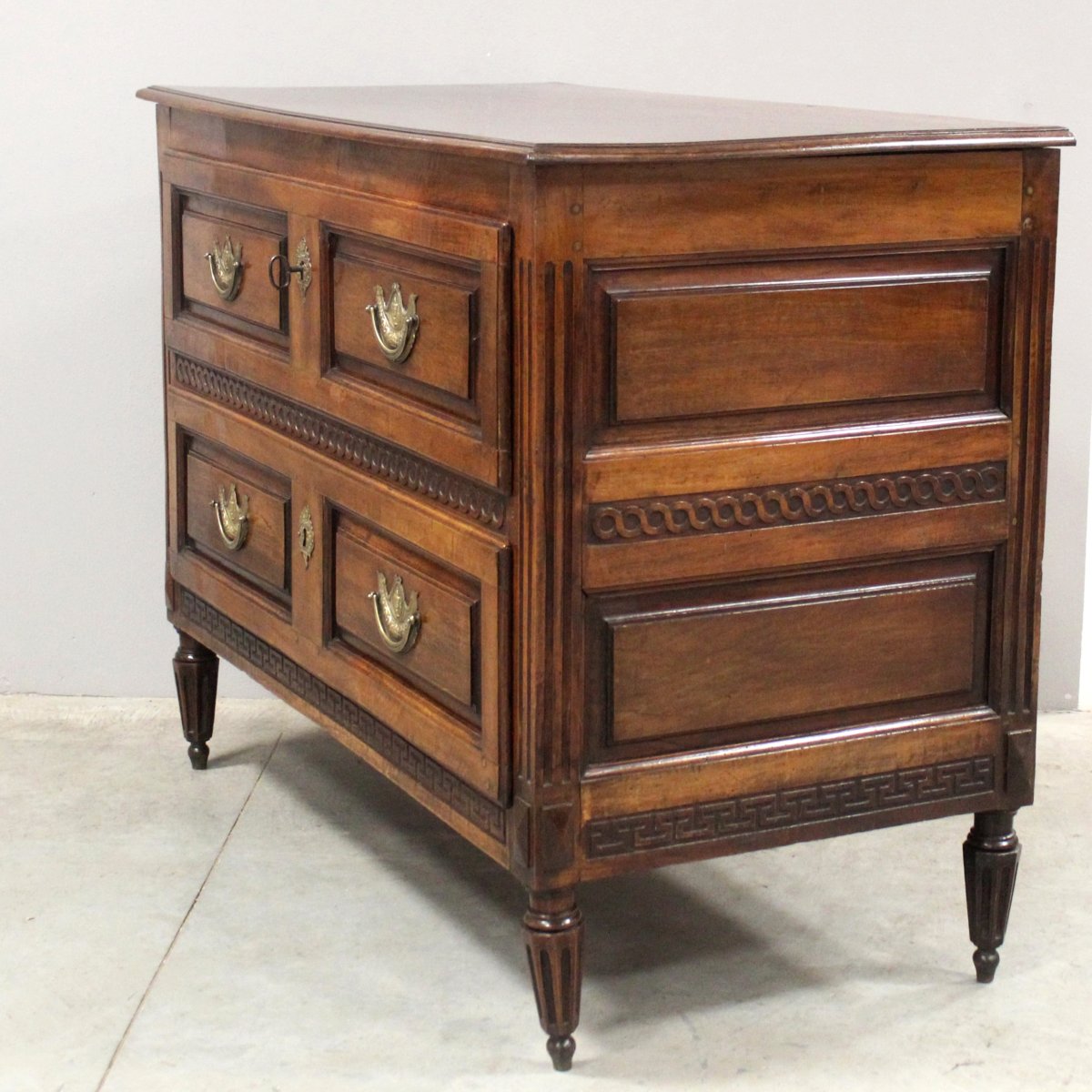 Ancien commode d'époque Louis XVI en noyer - Italie 18ème-photo-3