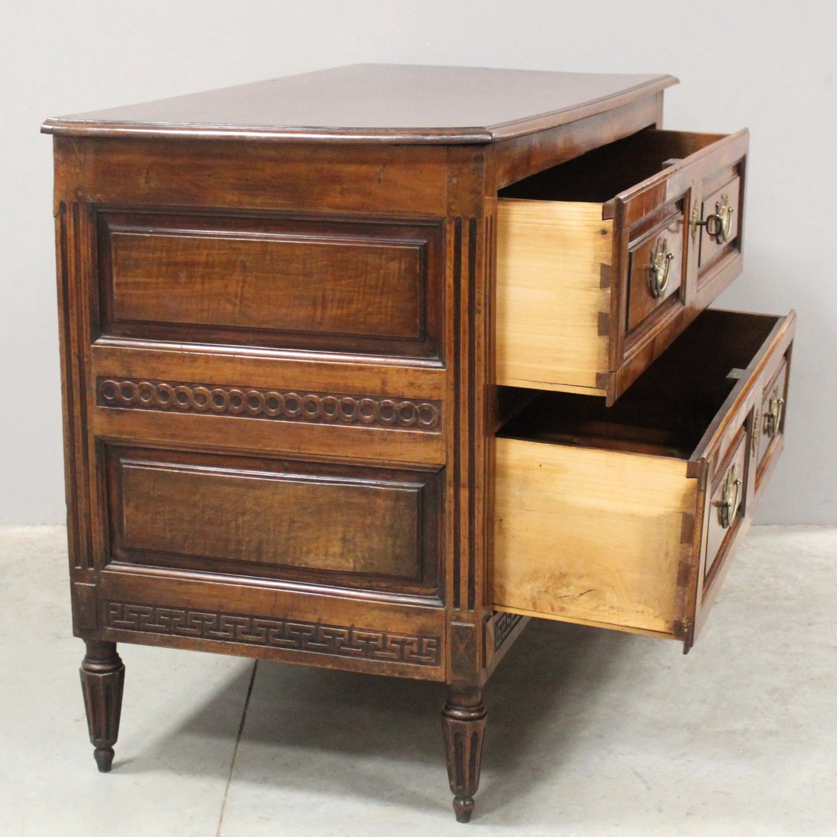 Ancien commode d'époque Louis XVI en noyer - Italie 18ème-photo-4