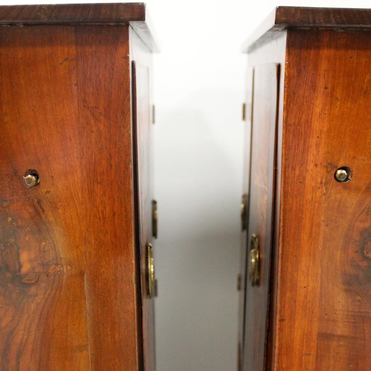 Antique Pair Of Louis XVI Bedsides Nightstands Tables Cabininet In Walnut Marquetry- Italy 19th-photo-3