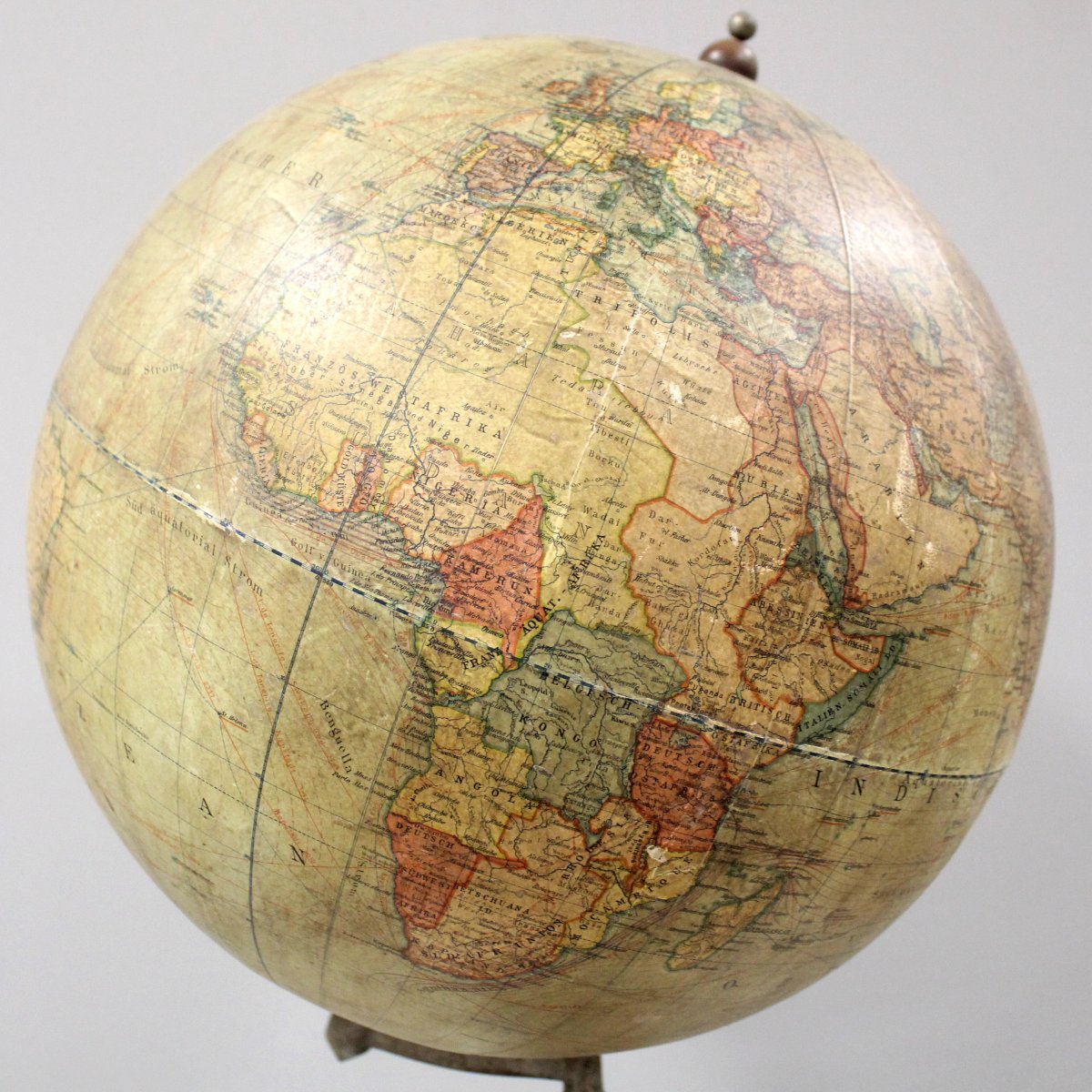 Antique Earth Terrestrial Globe World Map With Compass "dietrich Reimers" Berlin 1912 -photo-4