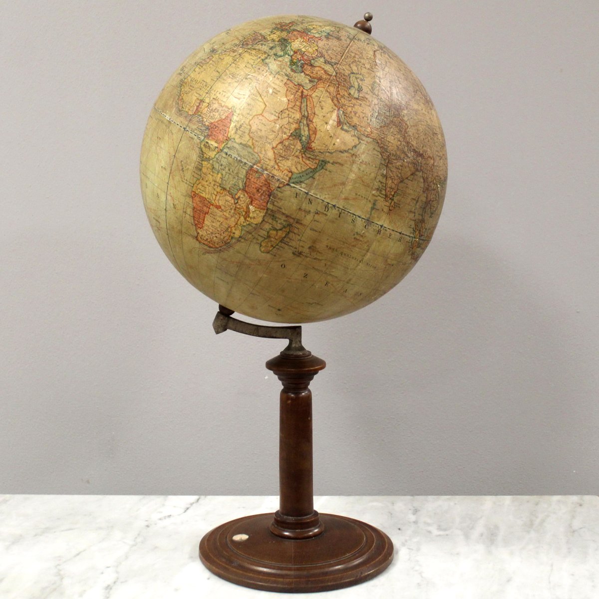 Antique Earth Terrestrial Globe World Map With Compass "dietrich Reimers" Berlin 1912 