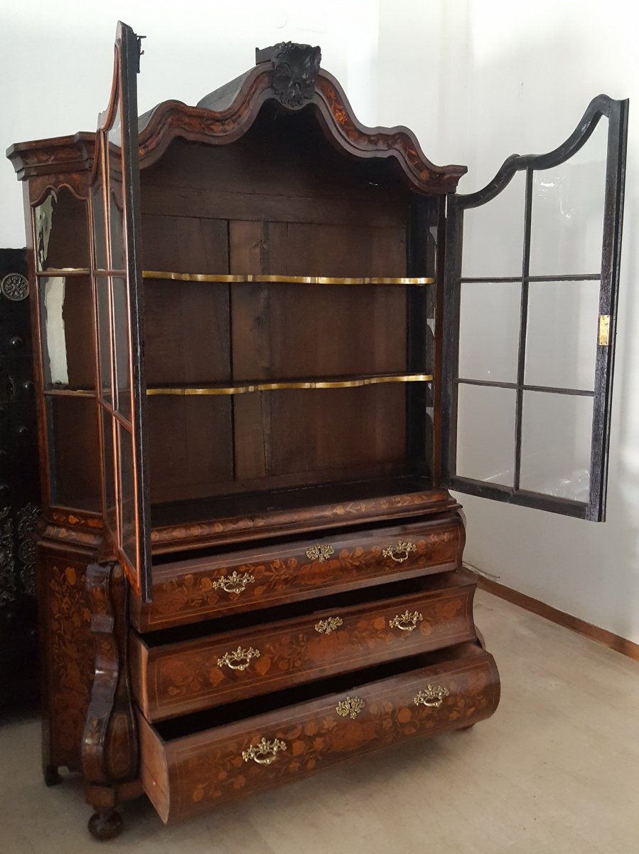 Antique Louis XV Bookcase Showcase Dresser Cabinet Cupboard Vitrine Walnut - 18th Century-photo-4